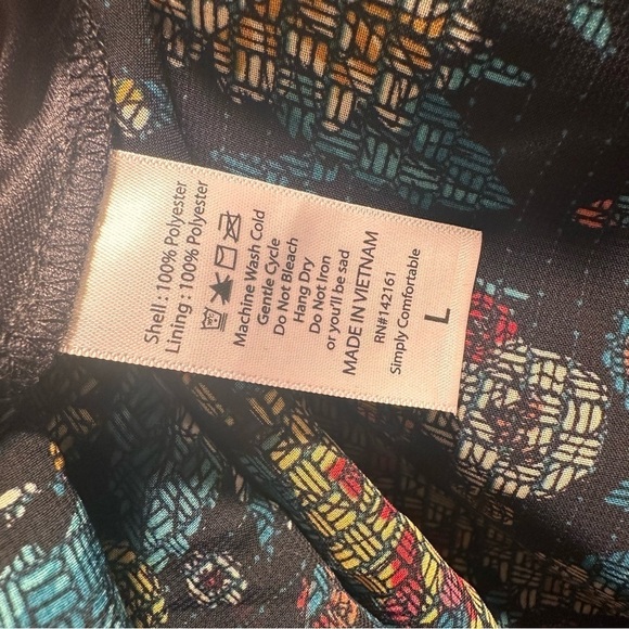 LuLaRoe Lola Lined Chiffon Midi Skirt Colorful Floral Elastic Band Large 14-16 - Picture 5 of 16